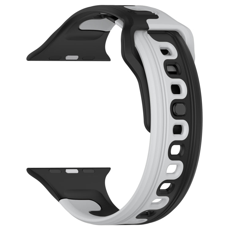 For Apple Watch 8 41mm Double Color Silicone Watch Band(Black+Grey) - Watch Bands by PMC TechLife | Online Shopping South Africa | PMC TechLife