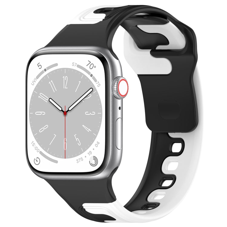 For Apple Watch 7 45mm Double Color Silicone Watch Band(Black+White) - Watch Bands by PMC TechLife | Online Shopping South Africa | PMC TechLife