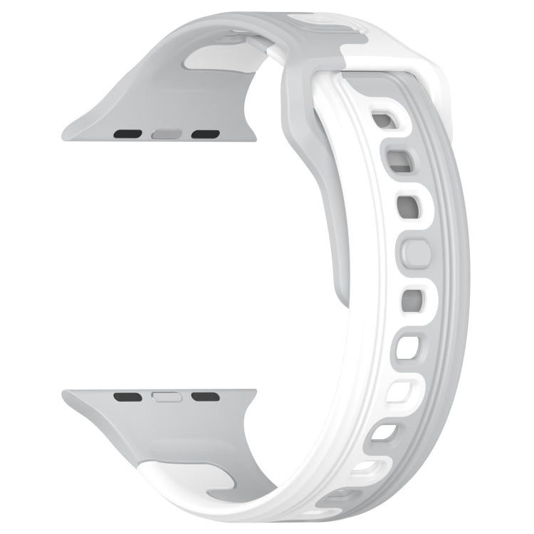 For Apple Watch 7 45mm Double Color Silicone Watch Band(Grey+White) - Watch Bands by PMC TechLife | Online Shopping South Africa | PMC TechLife
