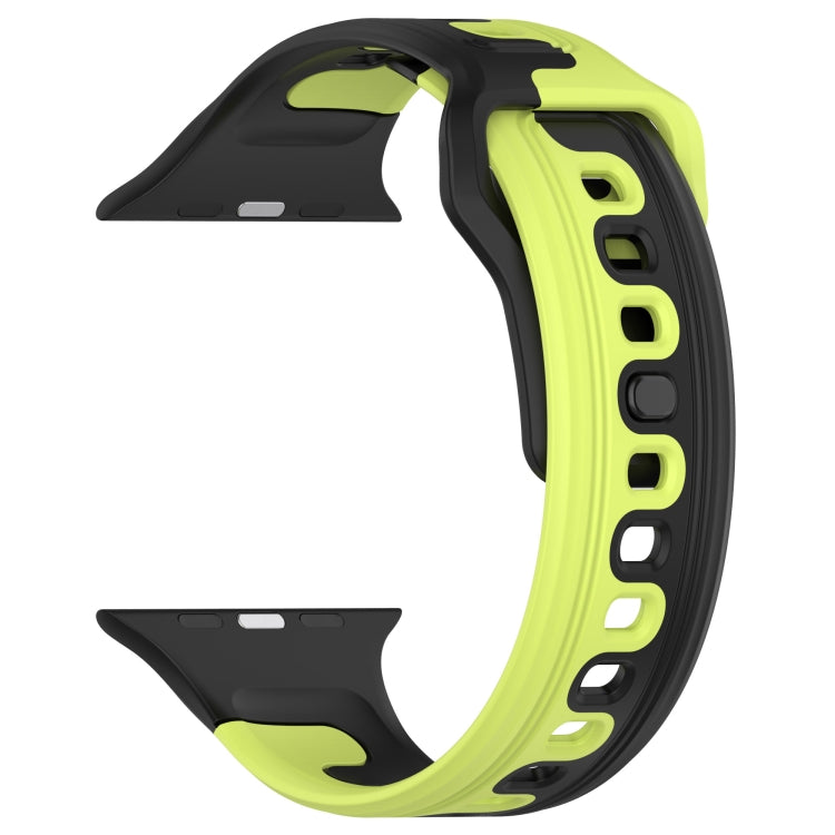 For Apple Watch 7 41mm Double Color Silicone Watch Band(Black+Green) - Watch Bands by PMC TechLife | Online Shopping South Africa | PMC TechLife