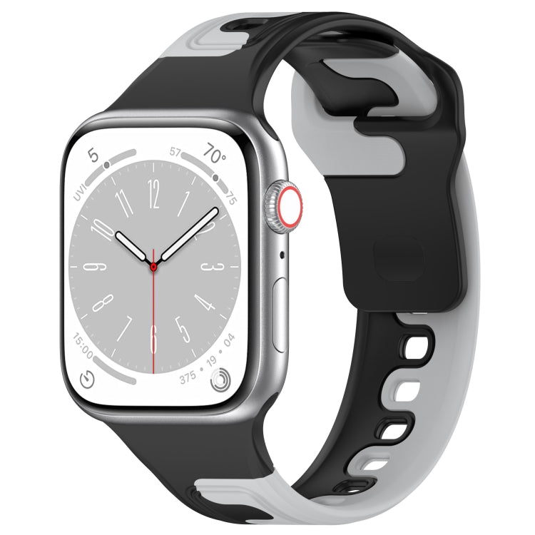 For Apple Watch 5 44mm Double Color Silicone Watch Band(Black+Grey) - Watch Bands by PMC TechLife | Online Shopping South Africa | PMC TechLife
