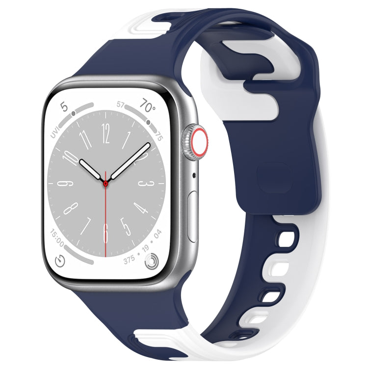 For Apple Watch 2 42mm Double Color Silicone Watch Band(Blue+White) - Watch Bands by PMC TechLife | Online Shopping South Africa | PMC TechLife