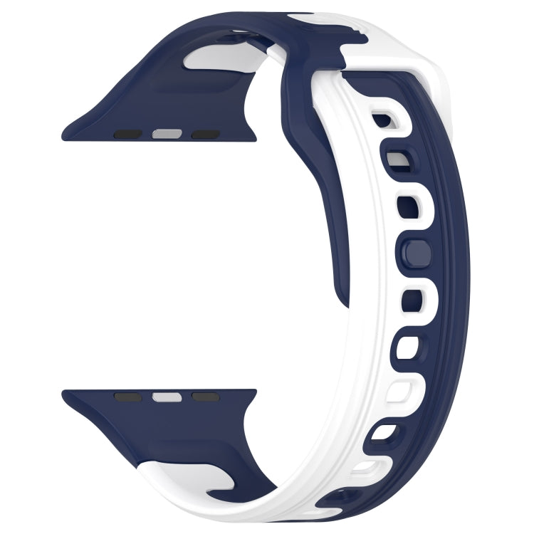 For Apple Watch 2 42mm Double Color Silicone Watch Band(Blue+White) - Watch Bands by PMC TechLife | Online Shopping South Africa | PMC TechLife