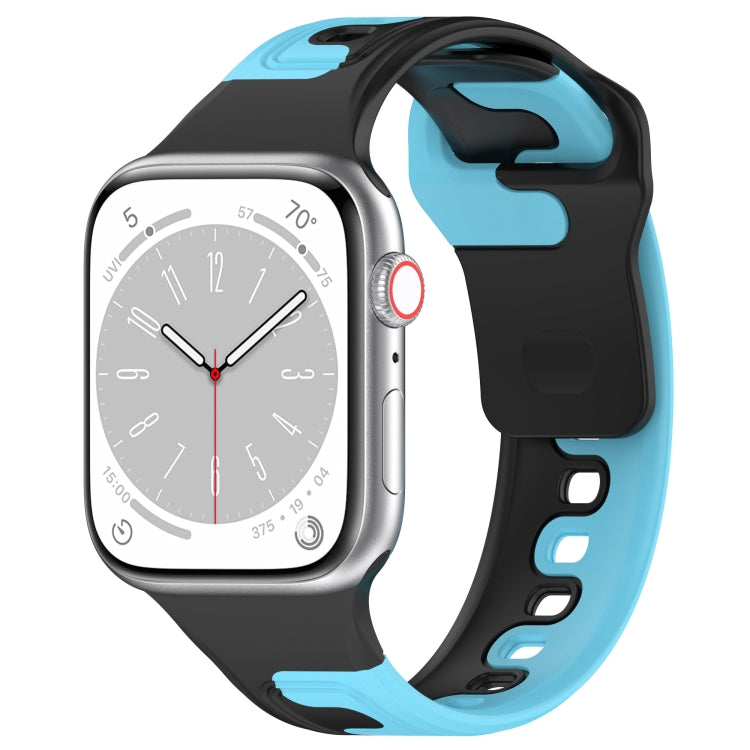 For Apple Watch 2 38mm Double Color Silicone Watch Band(Black+Blue) - Watch Bands by PMC TechLife | Online Shopping South Africa | PMC TechLife