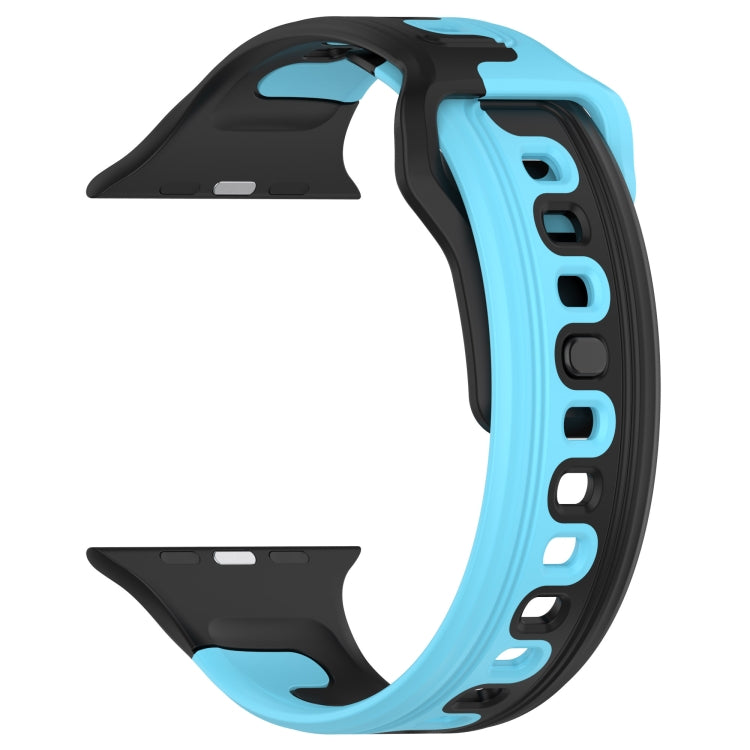 For Apple Watch 2 38mm Double Color Silicone Watch Band(Black+Blue) - Watch Bands by PMC TechLife | Online Shopping South Africa | PMC TechLife