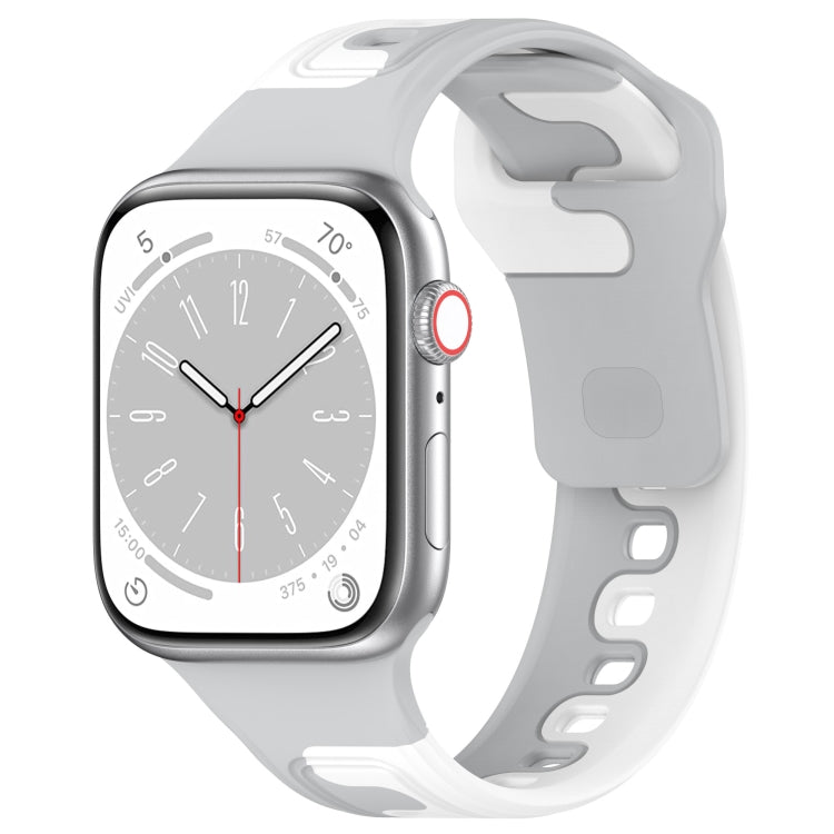 For Apple Watch 42mm Double Color Silicone Watch Band(Grey+White) - Watch Bands by PMC TechLife | Online Shopping South Africa | PMC TechLife