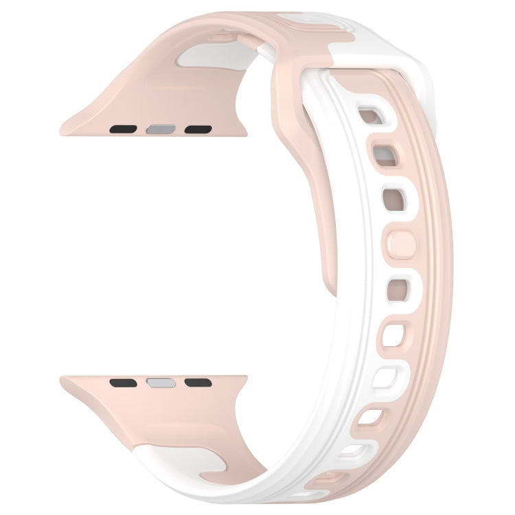 For Apple Watch 38mm Double Color Silicone Watch Band(Pink+White) - Watch Bands by PMC TechLife | Online Shopping South Africa | PMC TechLife