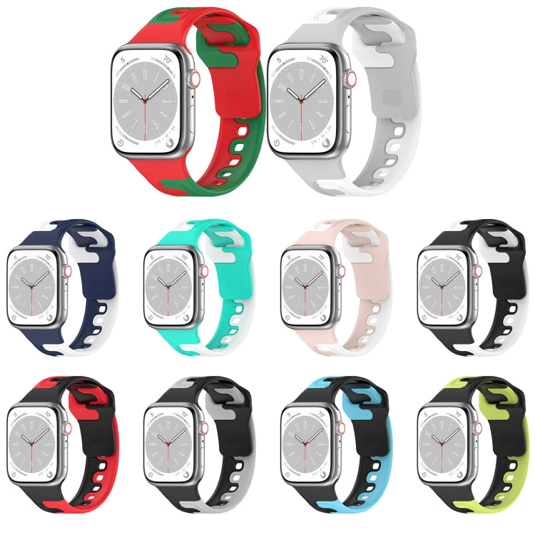For Apple Watch 7 45mm Double Color Silicone Watch Band(Black+White) - Watch Bands by PMC TechLife | Online Shopping South Africa | PMC TechLife