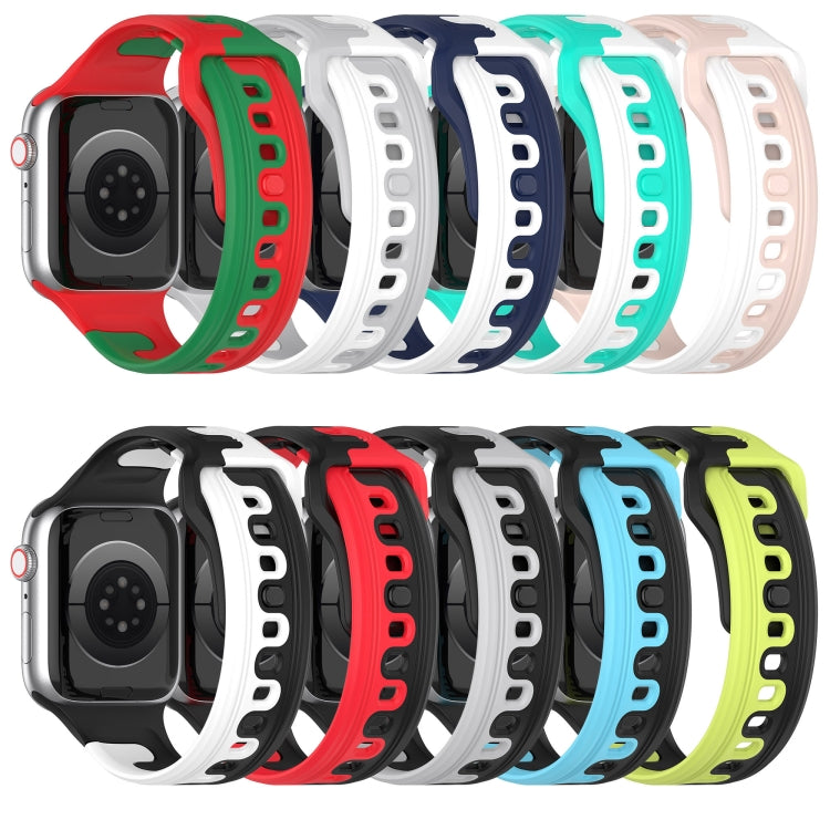 For Apple Watch 5 40mm Double Color Silicone Watch Band(Blue+White) - Watch Bands by PMC TechLife | Online Shopping South Africa | PMC TechLife