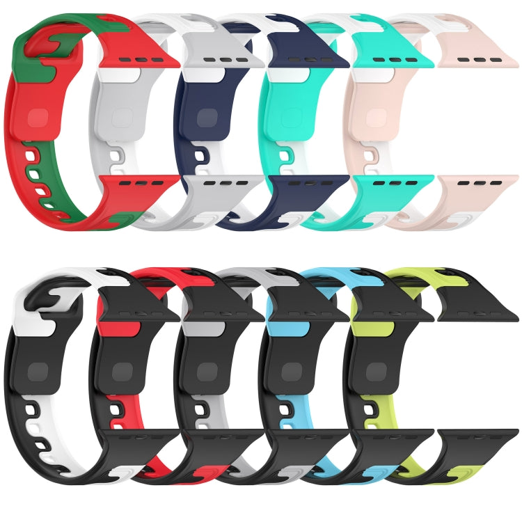 For Apple Watch 2 42mm Double Color Silicone Watch Band(Blue+White) - Watch Bands by PMC TechLife | Online Shopping South Africa | PMC TechLife