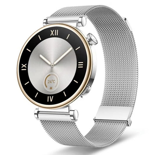 For Huawei Watch GT 4 41mm Milan Dual Mmagnetic Steel Mesh Watch Band(Silver) - Watch Bands by PMC Jewellery | Online Shopping South Africa | PMC Jewellery