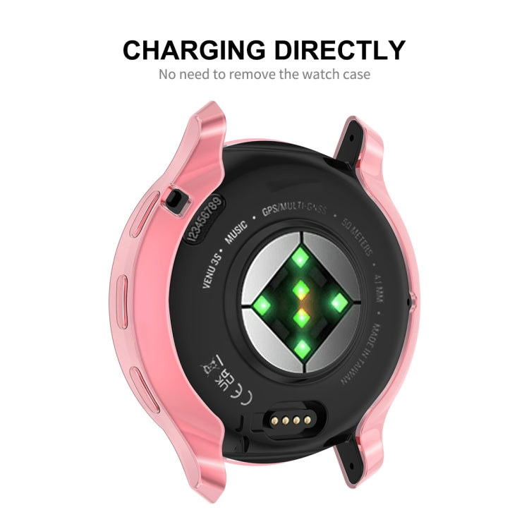 For Garmin Venu 3S ENKAY Hat-Prince Full Coverage Electroplated TPU Watch Case with Screen Protection(Pink) - Watch Cases by ENKAY | Online Shopping South Africa | PMC Jewellery