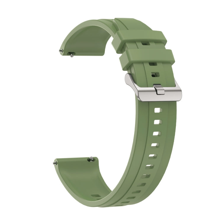 For Huawei Watch GT4 41mm Tire Pattern Silver Buckle Silicone Watch Band(Green) - Watch Bands by PMC TechLife | Online Shopping South Africa | PMC TechLife