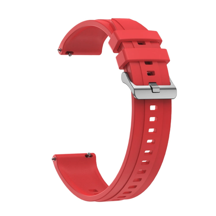 For Huawei Watch GT4 46mm Tire Pattern Silver Buckle Silicone Watch Band(Red) - Watch Bands by PMC TechLife | Online Shopping South Africa | PMC TechLife