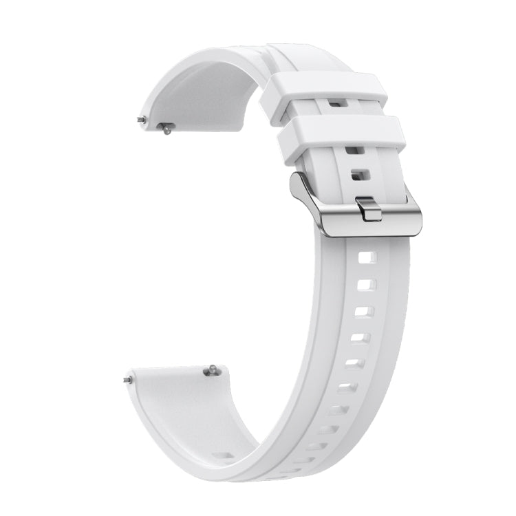 For Huawei Watch 4 Tire Pattern Silver Buckle Silicone Watch Band(White) - Watch Bands by PMC TechLife | Online Shopping South Africa | PMC TechLife