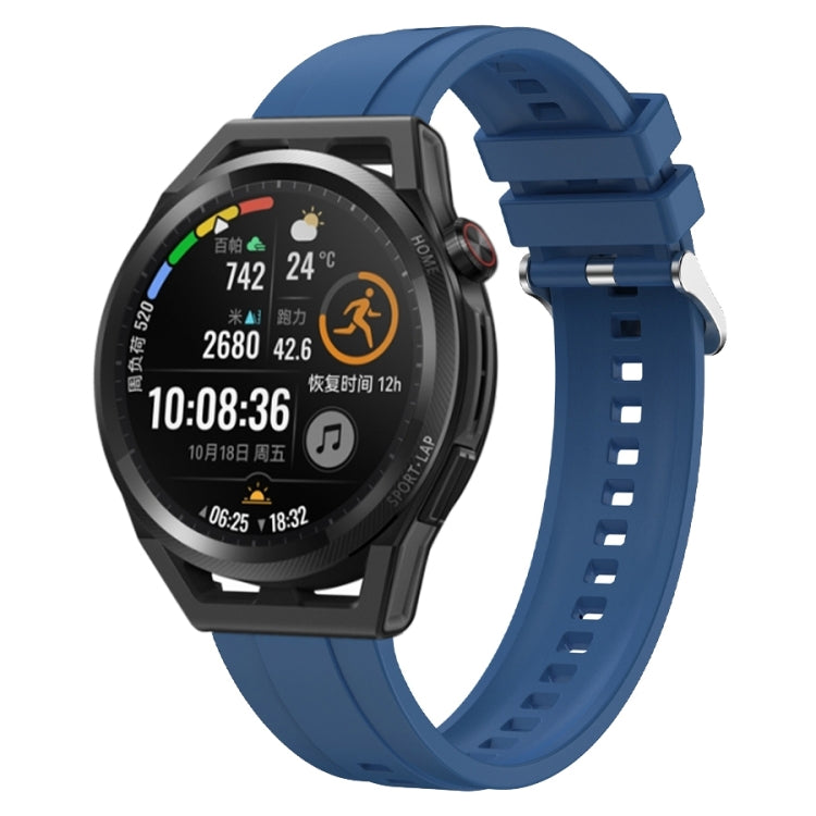 For Huawei Watch3 Pro New / GT Runner Tire Pattern Silver Buckle Silicone Watch Band(Blue) - Watch Bands by PMC TechLife | Online Shopping South Africa | PMC TechLife