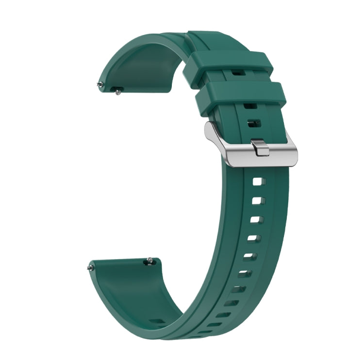 For Huawei Watch 3 / 3 Pro Tire Pattern Silver Buckle Silicone Watch Band(Dark Green) - free shipping - PMC TechLife - Order now!