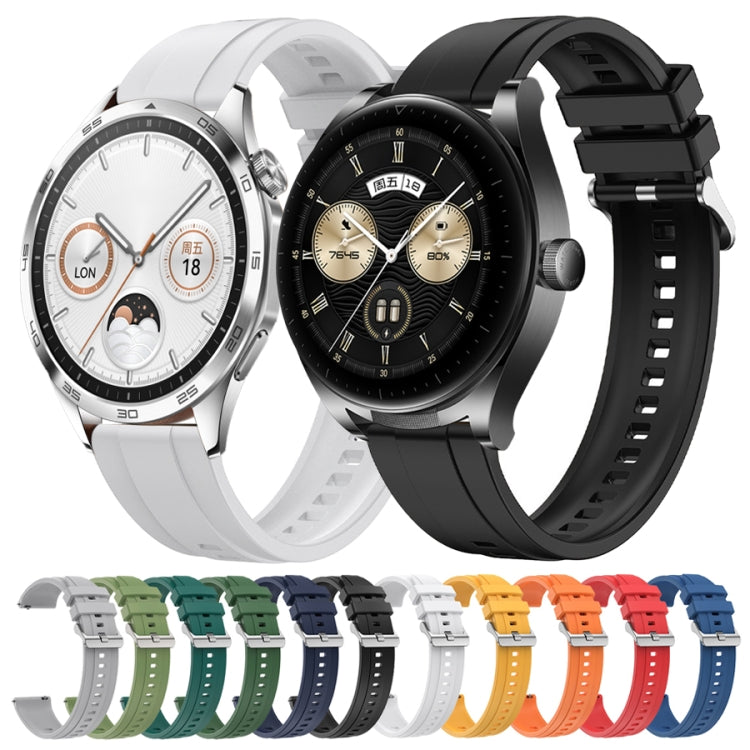 For Huawei Watch GT4 46mm Tire Pattern Silver Buckle Silicone Watch Band(Black) - Watch Bands by PMC TechLife | Online Shopping South Africa | PMC TechLife