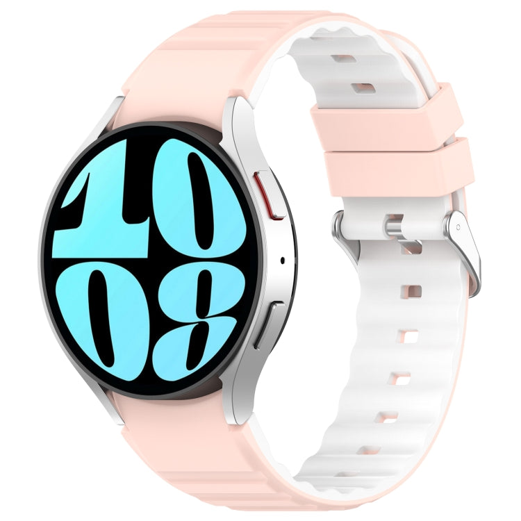For Samsung Galaxy Watch 6 Classic Two Color Horizontal Silicone Watch Band(Pink White) - Watch Bands by PMC TechLife | Online Shopping South Africa | PMC TechLife