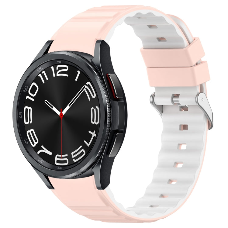 For Samsung Galaxy Watch 6 Classic Two Color Horizontal Silicone Watch Band(Pink White) - Watch Bands by PMC TechLife | Online Shopping South Africa | PMC TechLife