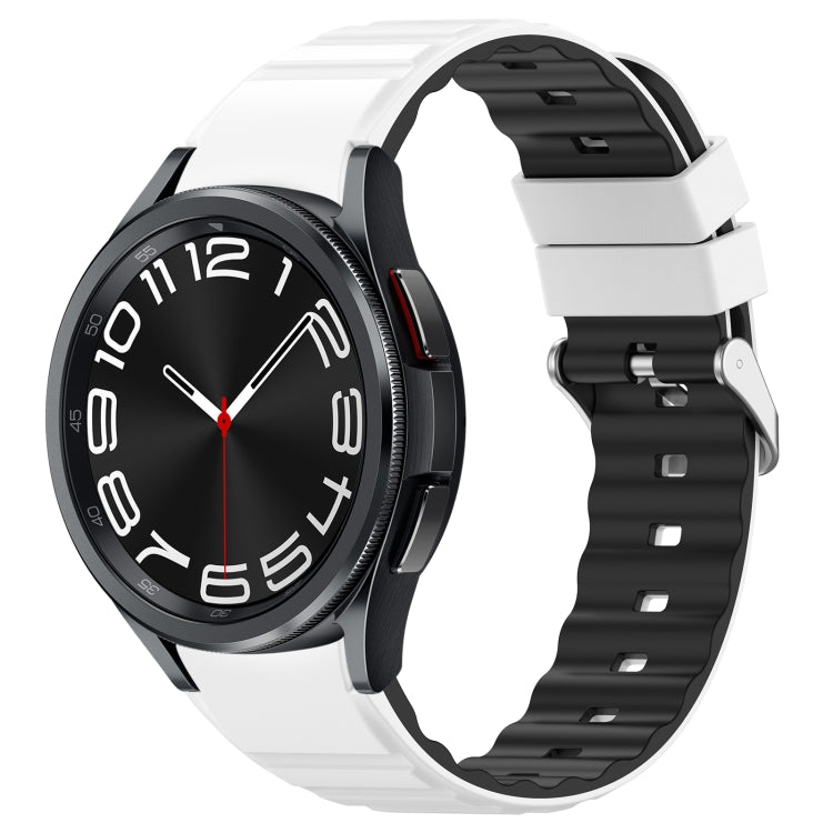 For Samsung Galaxy Watch 6 Classic Two Color Horizontal Silicone Watch Band(White Black) - Watch Bands by PMC TechLife | Online Shopping South Africa | PMC TechLife