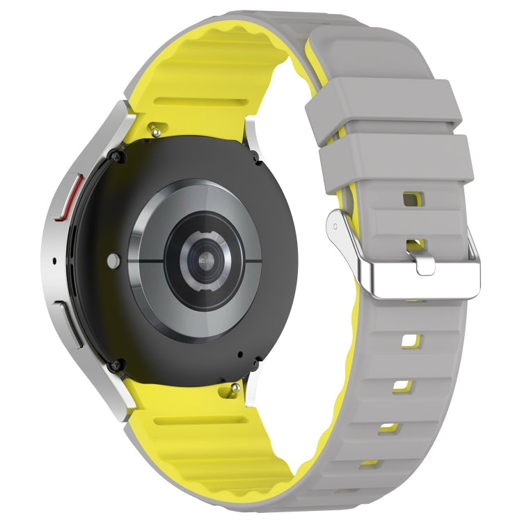 For Samsung Galaxy Watch 6 Two Color Horizontal Silicone Watch Band(Grey Yellow) - Watch Bands by PMC TechLife | Online Shopping South Africa | PMC TechLife