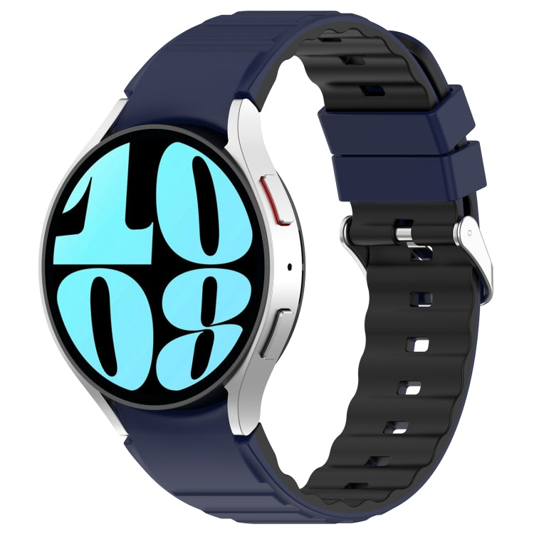 For Samsung Galaxy Watch 6 Two Color Horizontal Silicone Watch Band(Blue Black) - Watch Bands by PMC TechLife | Online Shopping South Africa | PMC TechLife