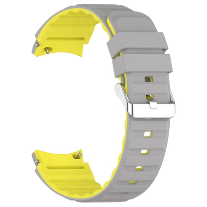 For Samsung Galaxy Watch 5 Pro Two Color Horizontal Silicone Watch Band(Grey Yellow) - Watch Bands by PMC Jewellery | Online Shopping South Africa | PMC Jewellery