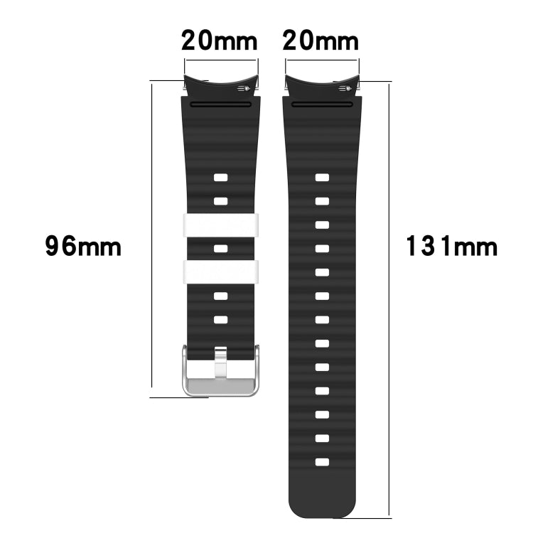 For Samsung Galaxy Watch 6 Two Color Horizontal Silicone Watch Band(Black Grey) - Watch Bands by PMC Jewellery | Online Shopping South Africa | PMC Jewellery