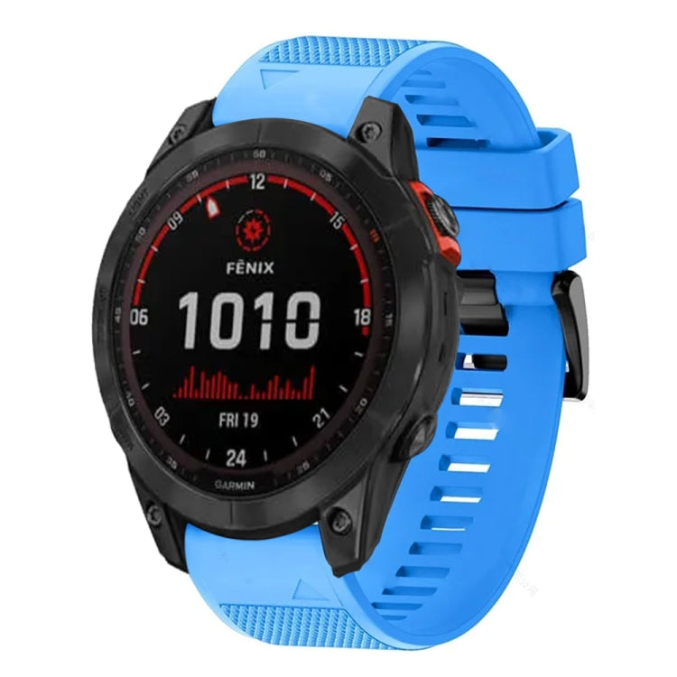 Compatible with Garmin Fenix 7X Solar 26mm Quick Release Silicone Watch Band(Sky Blue) - free shipping - PMC TechLife - Order now!