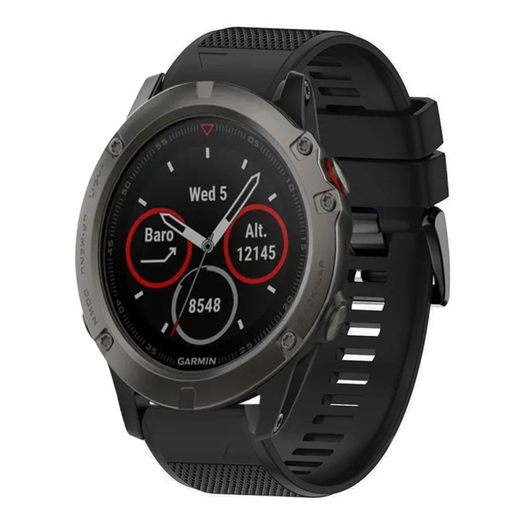 Compatible with Garmin Fenix 5X Sapphire 26mm Quick Release Silicone Watch Band(Black) - Watch Bands by PMC TechLife | Online Shopping South Africa | PMC TechLife | Buy Now Pay Later Mobicred