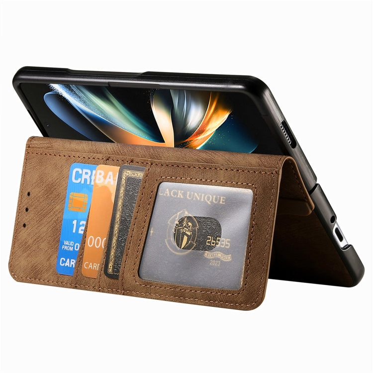 For Samsung Galaxy Z Fold4 Retro MagSafe Magnetic Zipper Wallet Leather Phone Case(Brown) - Galaxy Z Fold4 5G Cases by PMC Jewellery | Online Shopping South Africa | PMC Jewellery