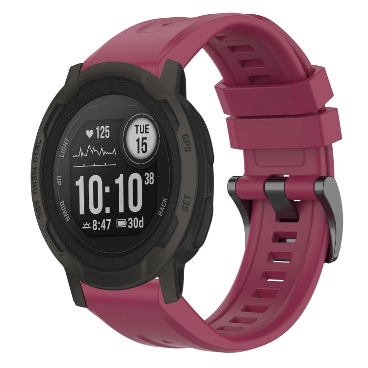 Compatible with Garmin Instinct 2 / Instinct Solid Color Black Buckle Silicone Quick Release Watch Band(Wine Red) - free shipping - PMC TechLife - Order now!