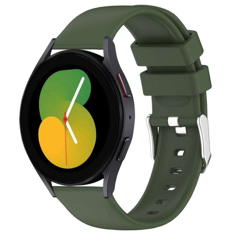 For Samsung Galaxy Watch 5  44mm 20mm Smooth Solid Color Silicone Watch Band(Army Green) - free shipping - PMC TechLife - Order now!