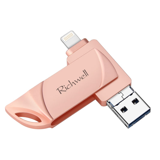 Richwell  DXZ128 USB Flash Disk 128G 3 in 1 Micro USB + 8 Pin + USB 3.0 Compatible IPhone & IOS(Rose Gold) - U Disk & Card Reader by Richwell | Online Shopping South Africa | PMC Jewellery | Buy Now Pay Later Mobicred