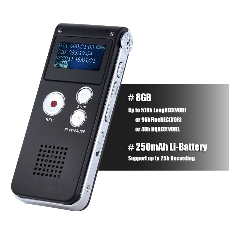 SK-012 8GB Voice Recorder USB Professional Dictaphone  Digital Audio With WAV MP3 Player VAR   Function Record(Grey) -  by PMC TechLife | Online Shopping South Africa | PMC TechLife