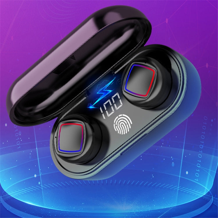 TWS Fingerprint Touch Bluetooth Headset LED Battery Display With Charging Bin(Black) - TWS Earphone by PMC Jewellery | Online Shopping South Africa | PMC Jewellery