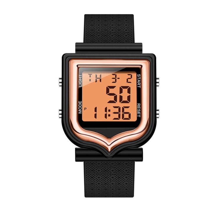 SANDA 388 Fashionable Square Outdoor Sports Leisure Watch Men's And Women's Multi-Functional Waterproof Luminous Electronic Watch(Rose Gold) - Silicone Strap Watches by SANDA | Online Shopping South Africa | PMC Jewellery | Buy Now Pay Later Mobicred