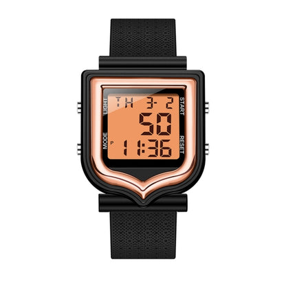 SANDA 388 Fashionable Square Outdoor Sports Leisure Watch Men's And Women's Multi-Functional Waterproof Luminous Electronic Watch(Rose Gold) - Silicone Strap Watches by SANDA | Online Shopping South Africa | PMC Jewellery | Buy Now Pay Later Mobicred