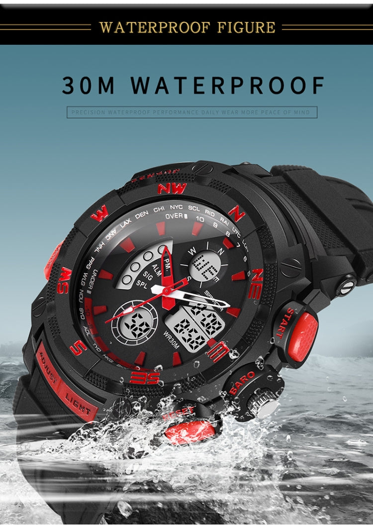 SANDA 775 Watch Male Electronic Watch Adult Middle School Students Youth Multi Functional Sports Water Proof Trend Double Watch(Orange) - Sport Watches by SANDA | Online Shopping South Africa | PMC Jewellery | Buy Now Pay Later Mobicred