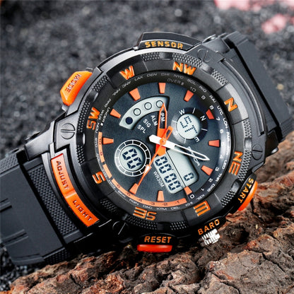 SANDA 775 Watch Male Electronic Watch Adult Middle School Students Youth Multi Functional Sports Water Proof Trend Double Watch(Orange) - Sport Watches by SANDA | Online Shopping South Africa | PMC Jewellery | Buy Now Pay Later Mobicred