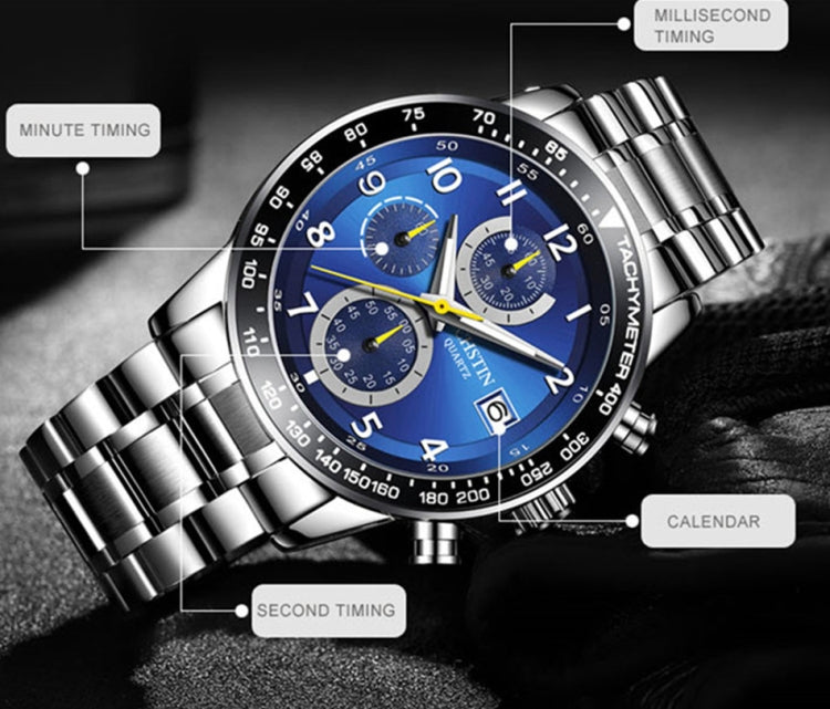 OCHSTIN   6112 Men Multi  Function Watch Fashion Sports Business Calendar Luminous Men Watch Quartz Watch Steel Watch(Blue) - Sport Watches by OCHSTIN | Online Shopping South Africa | PMC Jewellery | Buy Now Pay Later Mobicred