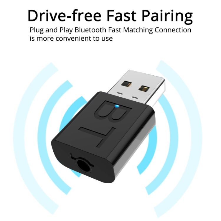 BT005 5.0 USB Bluetooth Receiver Speaker Amplifier AUX Audio I Car Wireless Stereo Bluetooth Stick Adapter - Audio Receiver Transmitter by PMC TechLife | Online Shopping South Africa | PMC TechLife