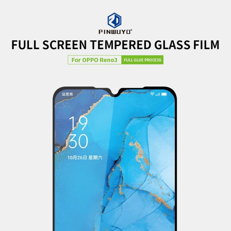 For OPPO Reno3 PINWUYO 9H 2.5D Full Screen Tempered Glass Film - OPPO Tempered Glass by PINWUYO | Online Shopping South Africa | PMC Jewellery | Buy Now Pay Later Mobicred