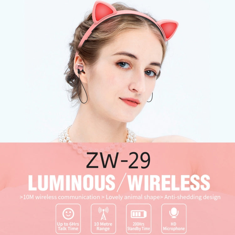 ZW29 Cat Ear Stereo Sound HIFI Fashion Outdoor Portable Sports Wireless  Bluetooth Headset with Mic & LED Light Glowing(Yellow) - Neck-mounted Earphone by PMC Jewellery | Online Shopping South Africa | PMC Jewellery