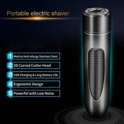 Mini USB Rechargeable Electric Razor Self-service Hair Clipper Shaver(Grey) - Electric Shavers by PMC Jewellery | Online Shopping South Africa | PMC Jewellery