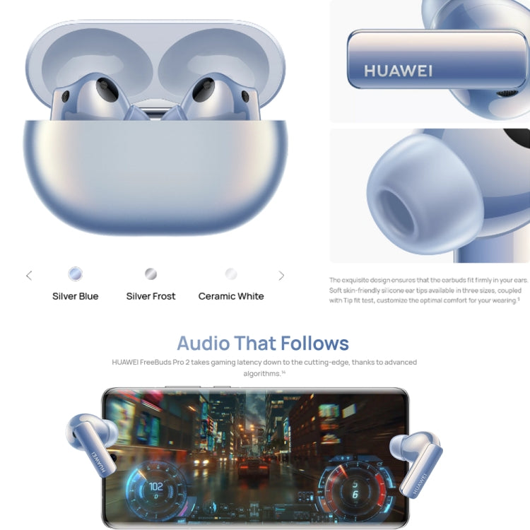 Original HUAWEI FreeBuds Pro 2 Wireless Bluetooth Headphones Active Noise Cancelling In-Ear Music Headphones(Silver) - Bluetooth Earphone by Huawei | Online Shopping South Africa | PMC Jewellery