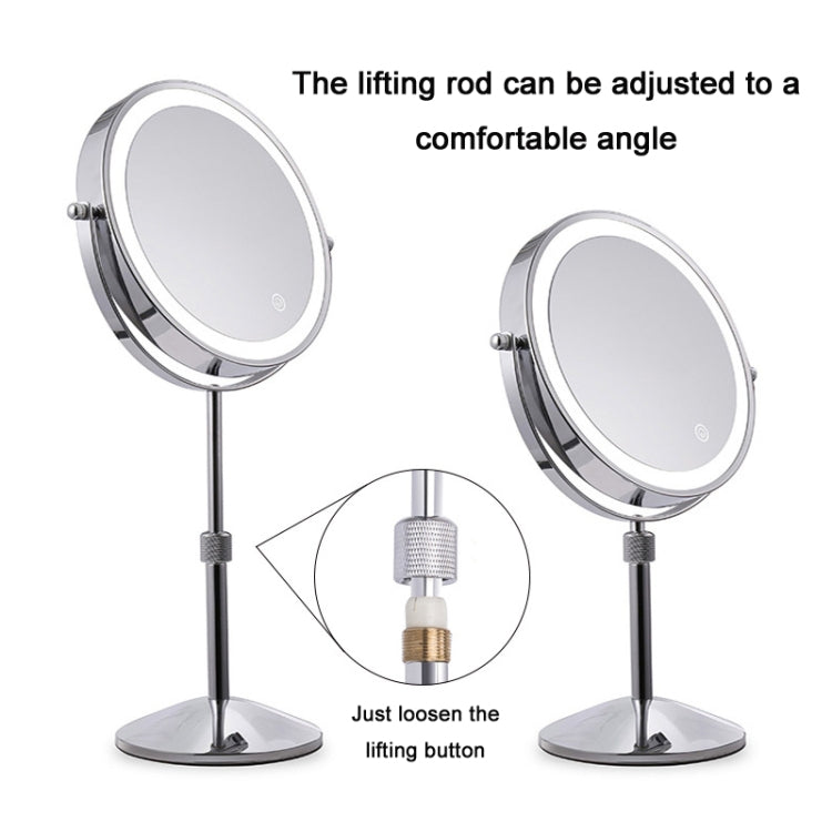 Desktop Double-SidedRound LED Luminous Makeup Mirror Liftable Magnifying Mirror, Specification:Plane + 5 Times Magnification(7-inch Battery Model) - Mirror by PMC Jewellery | Online Shopping South Africa | PMC Jewellery