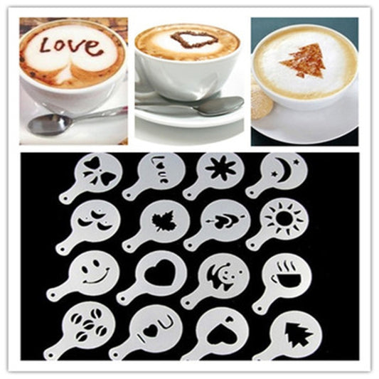 32 PCS Coffee Stencil Filter Coffee Maker Cappuccino Mold Templates Strew Flowers Pad Spray Art Baking Tools - Food Molds by PMC Jewellery | Online Shopping South Africa | PMC Jewellery