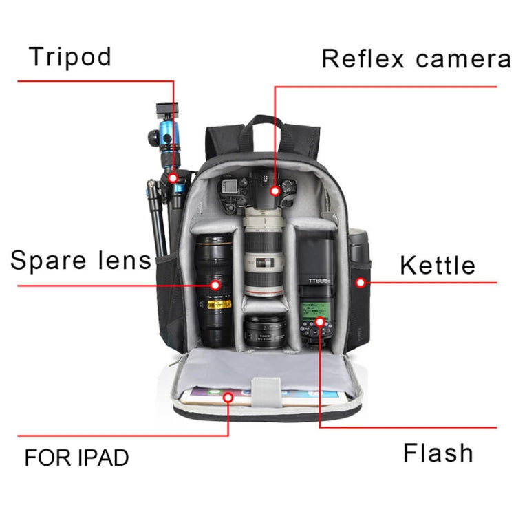 CADeN Shoulder Digital Camera Bag Outdoor Nylon Photography Backpack(Black Small Bag) - Backpack by CADeN | Online Shopping South Africa | PMC TechLife | Buy Now Pay Later Mobicred
